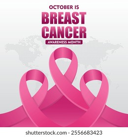 Breast Cancer Awareness Month. With pink ribbon elements. Pink October. This ribbon is widely used in campaigns to raise awareness