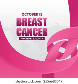 Breast Cancer Awareness Month. With pink ribbon elements. Pink October. This ribbon is widely used in campaigns to raise awareness