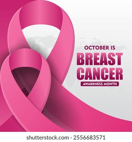 Breast Cancer Awareness Month. With pink ribbon elements. Pink October. This ribbon is widely used in campaigns to raise awareness