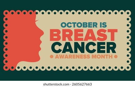 Breast Cancer Awareness Month. Pink october. Pink ribbon. Woman healthcare. Celebrate annual. Medic concept. Girl solidarity. Cancer prevention. Female disease. Poster, banner and background. Vector
