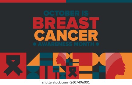 Breast Cancer Awareness Month. Pink october. Pink ribbon. Woman healthcare. Celebrate annual. Medic concept. Girl solidarity. Cancer prevention. Female disease. Poster, banner and background. Vector