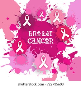 Breast Cancer Awareness Month Pink Ribbon Symbol Flat Vector Illustration