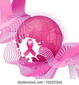 Breast Cancer Awareness Month Pink Ribbon Symbol Flat Vector Illustration