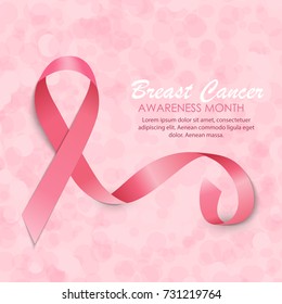 Breast Cancer Awareness Month Pink Ribbon Background Vector Illustration EPS10