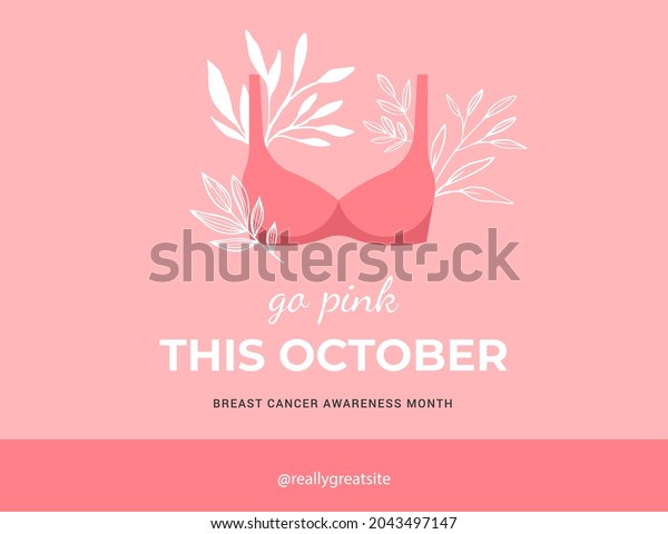 Breast\
Cancer Awareness month. Pink, minimalistic poster design with bra\
and flowers. October is Cancer Awareness\
Month