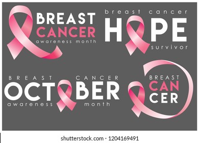 Breast cancer awareness month poster with pink ribbon