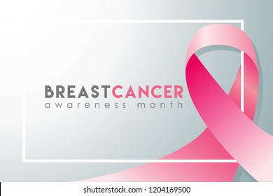 Breast cancer awareness month poster with pink ribbon