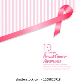 Breast Cancer Awareness Month poster design with pink ribbon - Vector 