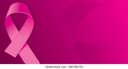 Breast cancer awareness month poster. Pink ribbon. Vector illustration.