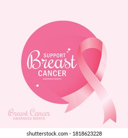 Breast Cancer Awareness Month Poster Or Banner Background,Pink 
Awareness Ribbon.