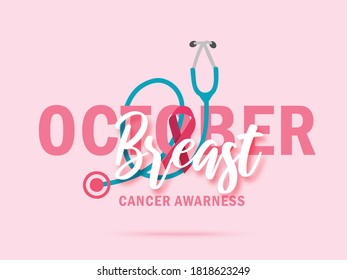 Breast Cancer Awareness Month Poster Or Banner Background,Pink 
Awareness Ribbon.
