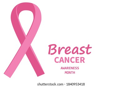 Breast cancer awareness month poster with pink ribbon. Vector illustration