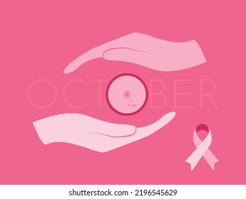 Breast Cancer Awareness Month Poster. Pink Background.