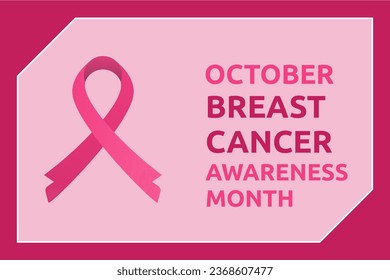 Breast cancer awareness month poster background concept design with pink ribbon illustration vector.