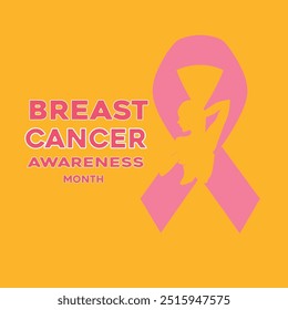 Breast cancer awareness month poster, pink ribbon for logo or background design