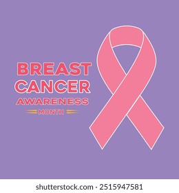 Breast cancer awareness month poster, pink ribbon for logo or background design