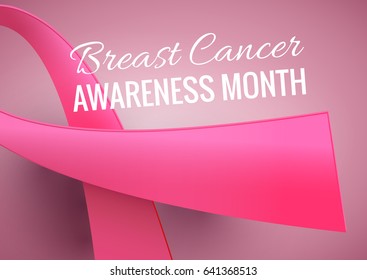 Breast Cancer Awareness Month Poster. Vector october background with pink ribbon