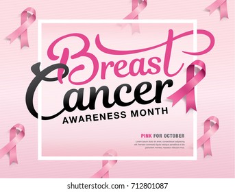 Breast Cancer Awareness Month poster design with pink ribbon