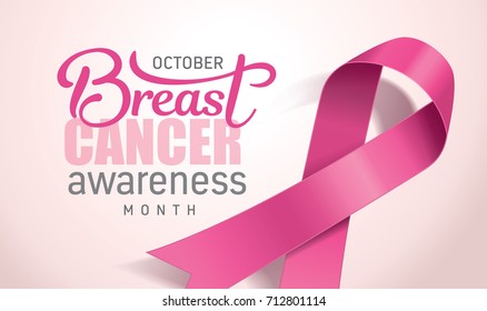 Breast Cancer Awareness Month poster design with pink ribbon