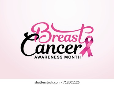 Breast Cancer Awareness Month poster design with pink ribbon