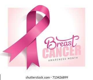 Breast Cancer Awareness Month poster design with pink ribbon