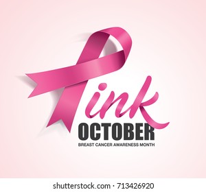 Breast Cancer Awareness Month poster design with pink ribbon