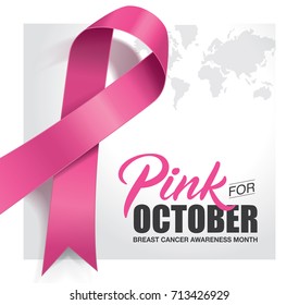 Breast Cancer Awareness Month poster design with pink ribbon