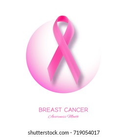 Breast cancer awareness month poster with pink ribbon.