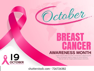 Breast Cancer Awareness Month poster design with pink ribbon