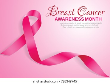 Breast Cancer Awareness Month poster design with pink ribbon