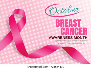 Breast Cancer Awareness Month poster design with pink ribbon