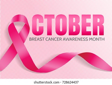 Breast Cancer Awareness Month poster design with pink ribbon