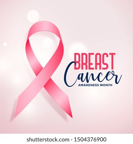 breast cancer awareness month with realistic pink ribbon