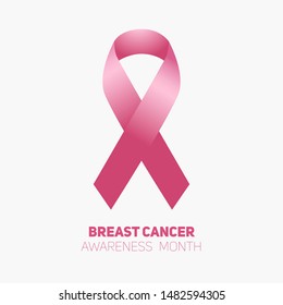Breast cancer awareness month. Awareness ribbon banner illustration for care. Poster in support of women. Pink symbol.