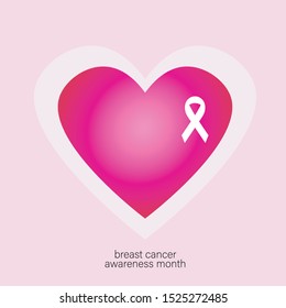 Breast cancer awareness month. Awareness ribbon. Vector illustration