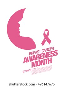 Breast cancer awareness month. Awareness ribbon. Vector illustration