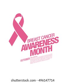 Breast cancer awareness month. Awareness ribbon. Vector illustration