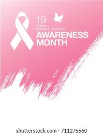 Breast cancer awareness month. Awareness ribbon. Vector illustration