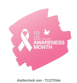 Breast cancer awareness month. Awareness ribbon. Vector illustration