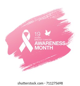 Breast cancer awareness month. Awareness ribbon. Vector illustration