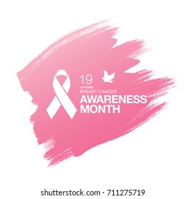 Breast cancer awareness month. Awareness ribbon. Vector illustration