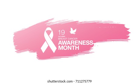 Breast cancer awareness month. Awareness ribbon. Vector illustration