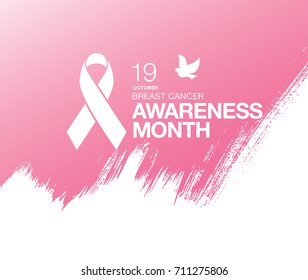 Breast cancer awareness month. Awareness ribbon. Vector illustration