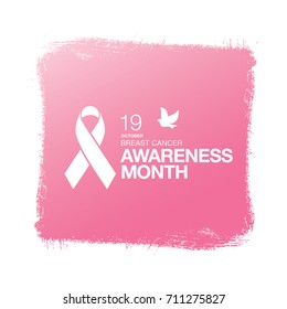 Breast cancer awareness month. Awareness ribbon. Vector illustration