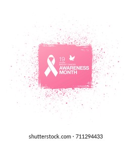 Breast cancer awareness month. Awareness ribbon. Vector illustration