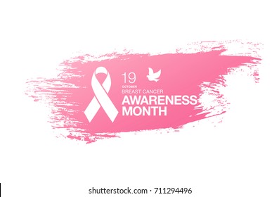 Breast cancer awareness month. Awareness ribbon. Vector illustration