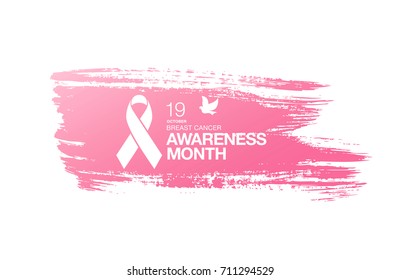 Breast cancer awareness month. Awareness ribbon. Vector illustration