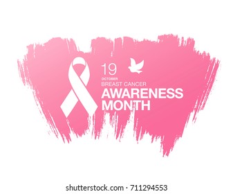 Breast cancer awareness month. Awareness ribbon. Vector illustration