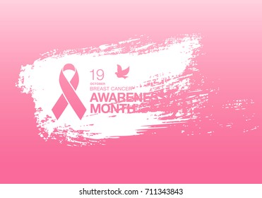 Breast cancer awareness month. Awareness ribbon. Vector illustration