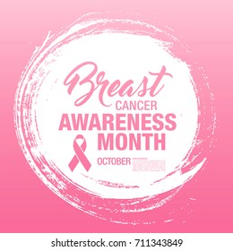 Breast cancer awareness month. Awareness ribbon. Vector illustration